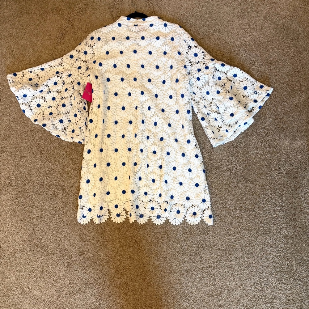 Buddy Love White and Blue Floral Bell Sleeve Dress - Picture 2 of 2